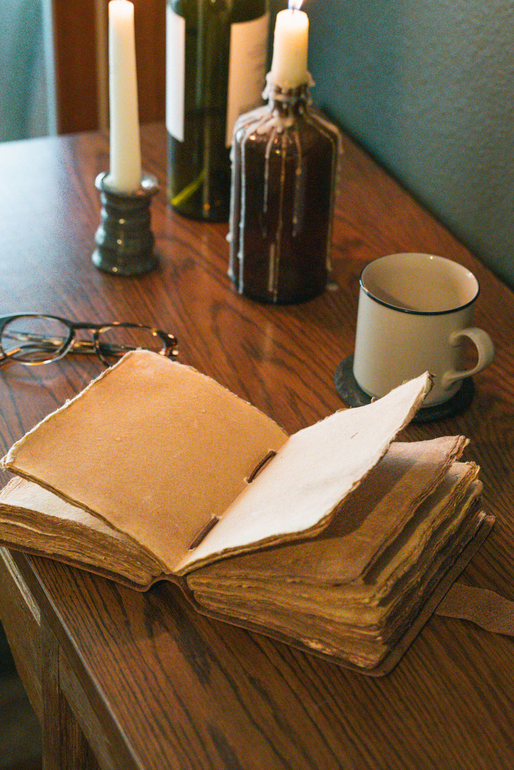 Leather Travel Journal | Rustic Antique Paper & Strap Closure