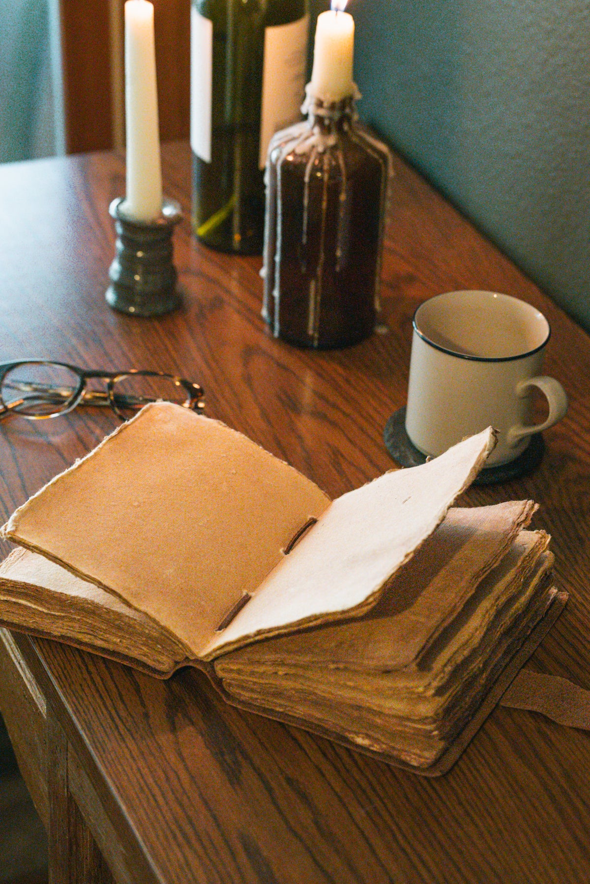 Leather Travel Journal | Rustic Antique Paper & Strap Closure