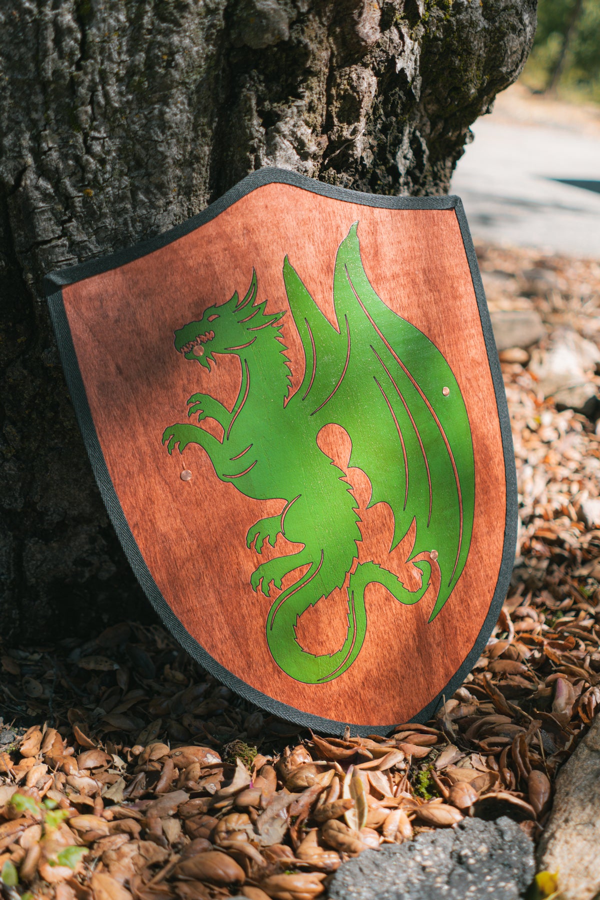 Handmade 18" Green Dragon Heater Shield For Costume, Play, or Wall Art