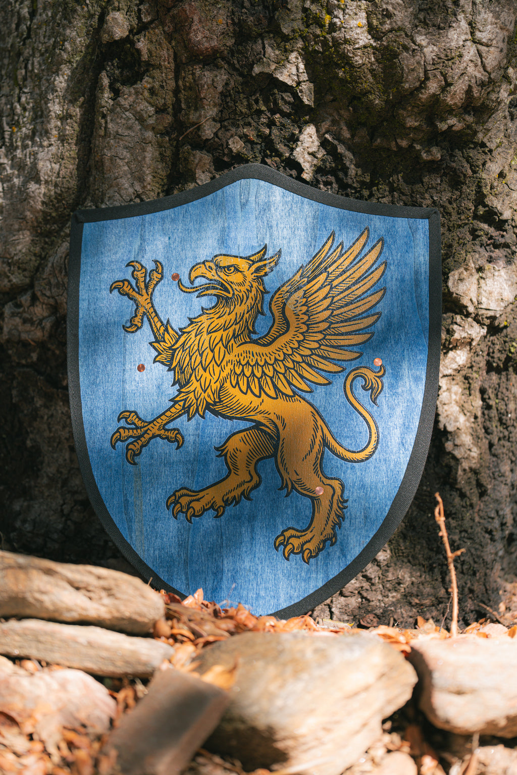 Handmade 18” Blue Griffin Heater Shield For Costume, Play, or Wall Art