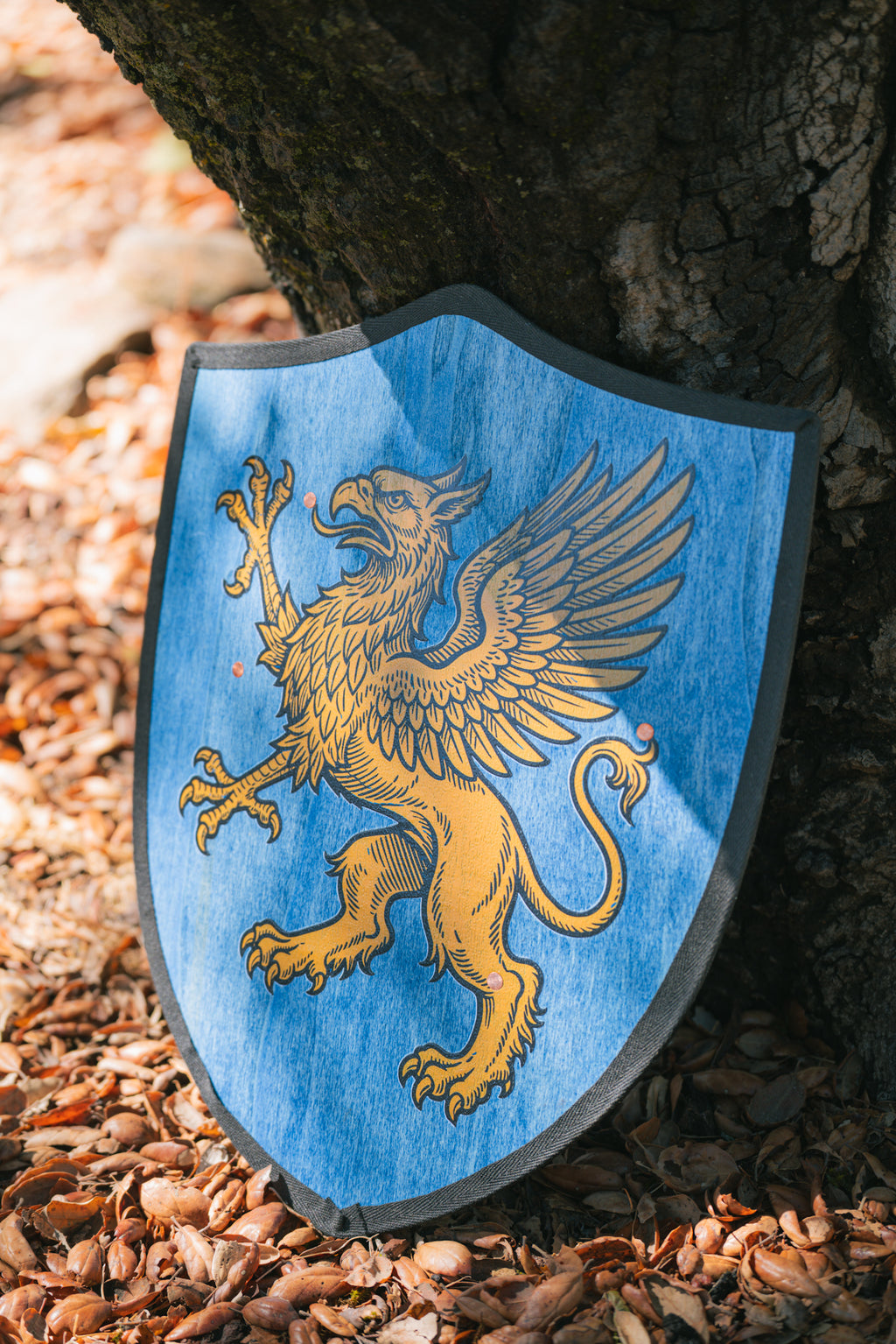 Handmade 18” Blue Griffin Heater Shield For Costume, Play, or Wall Art