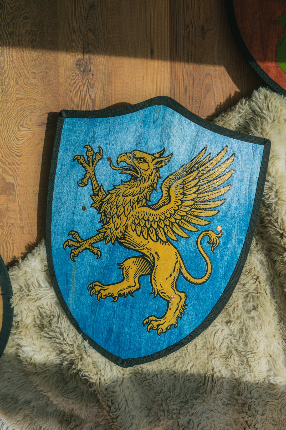 Handmade 18” Blue Griffin Heater Shield For Costume, Play, or Wall Art