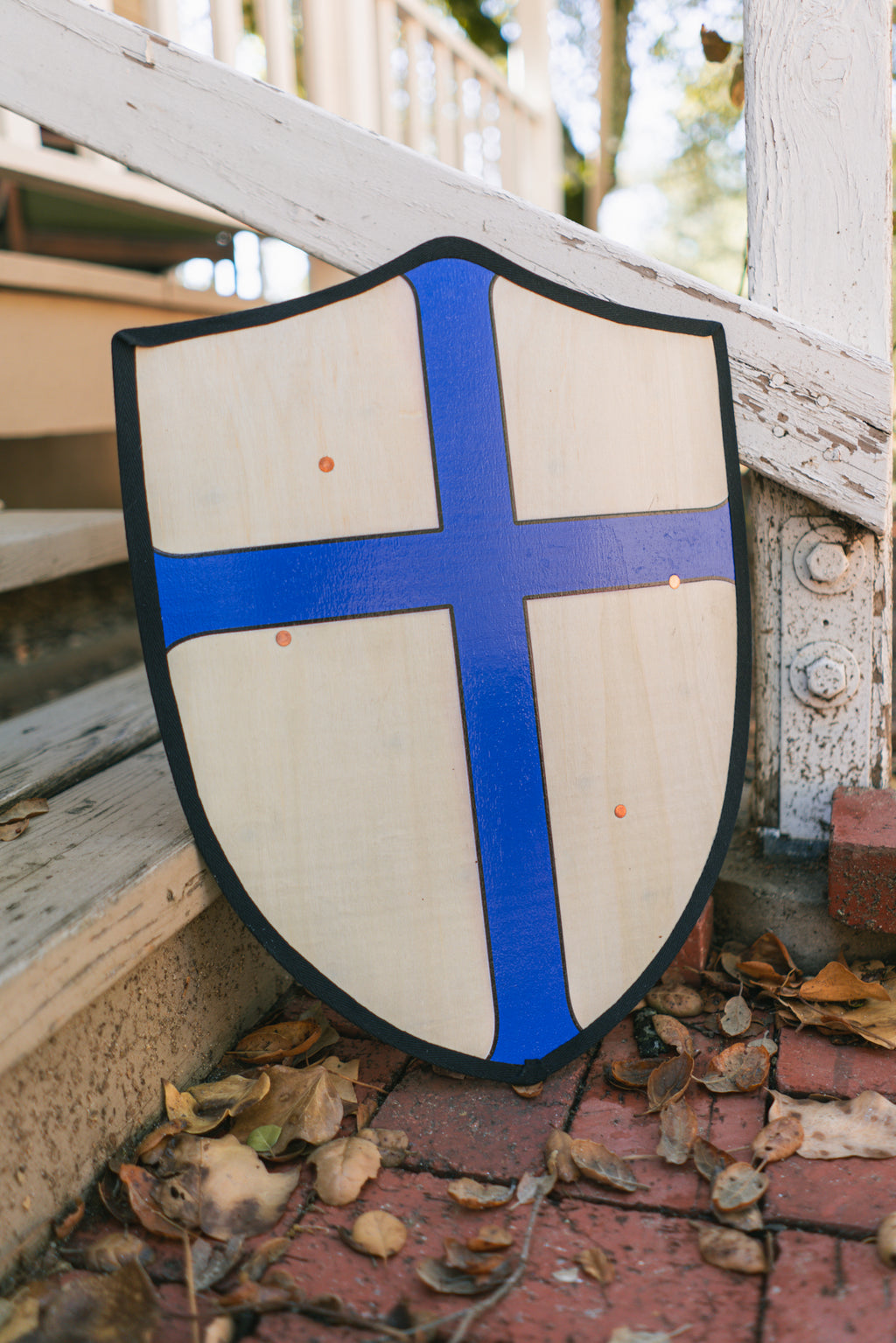 Handmade 18” Blue Cross Heater Shield For Costume, Play, or Wall Art