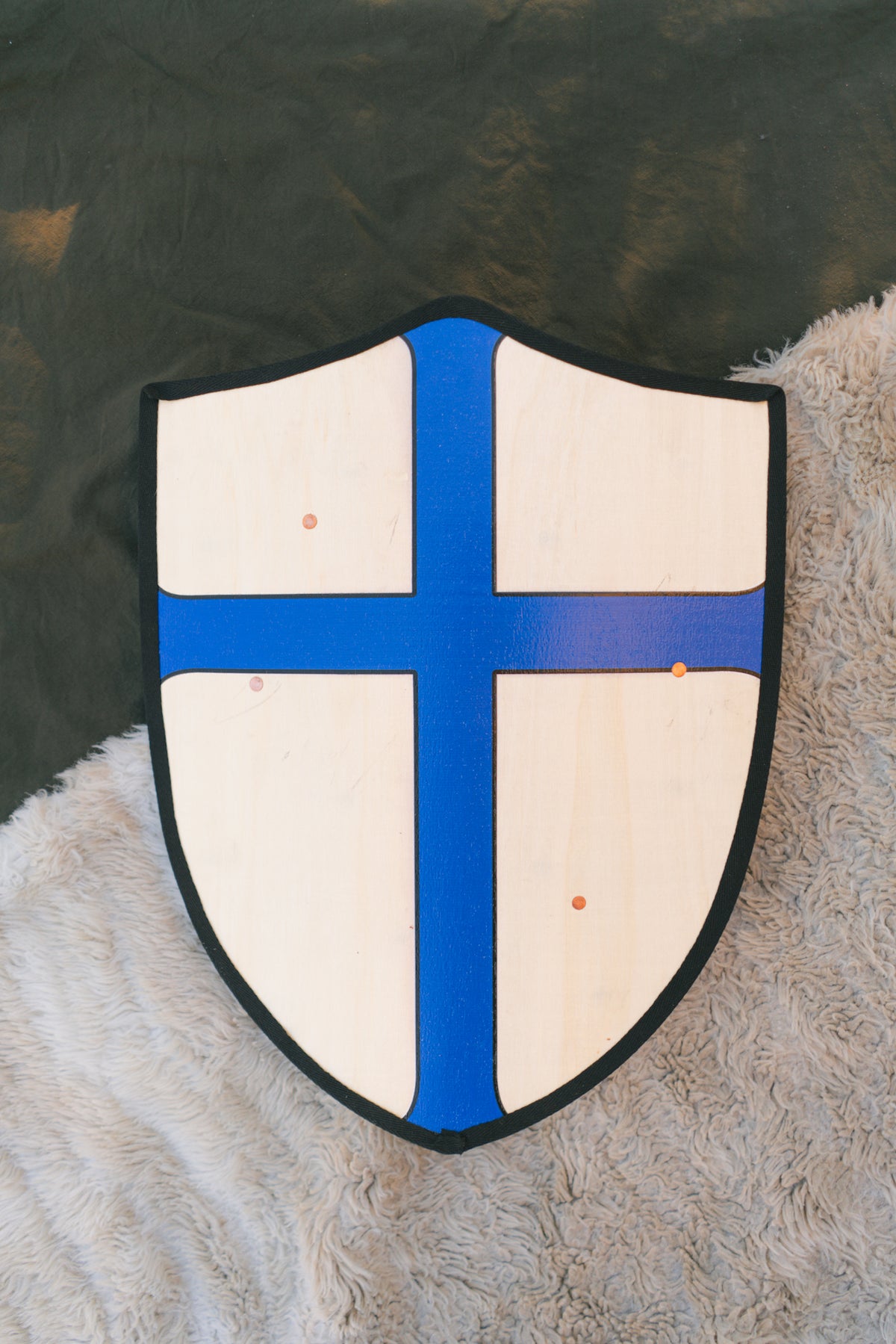 Handmade 18” Blue Cross Heater Shield For Costume, Play, or Wall Art