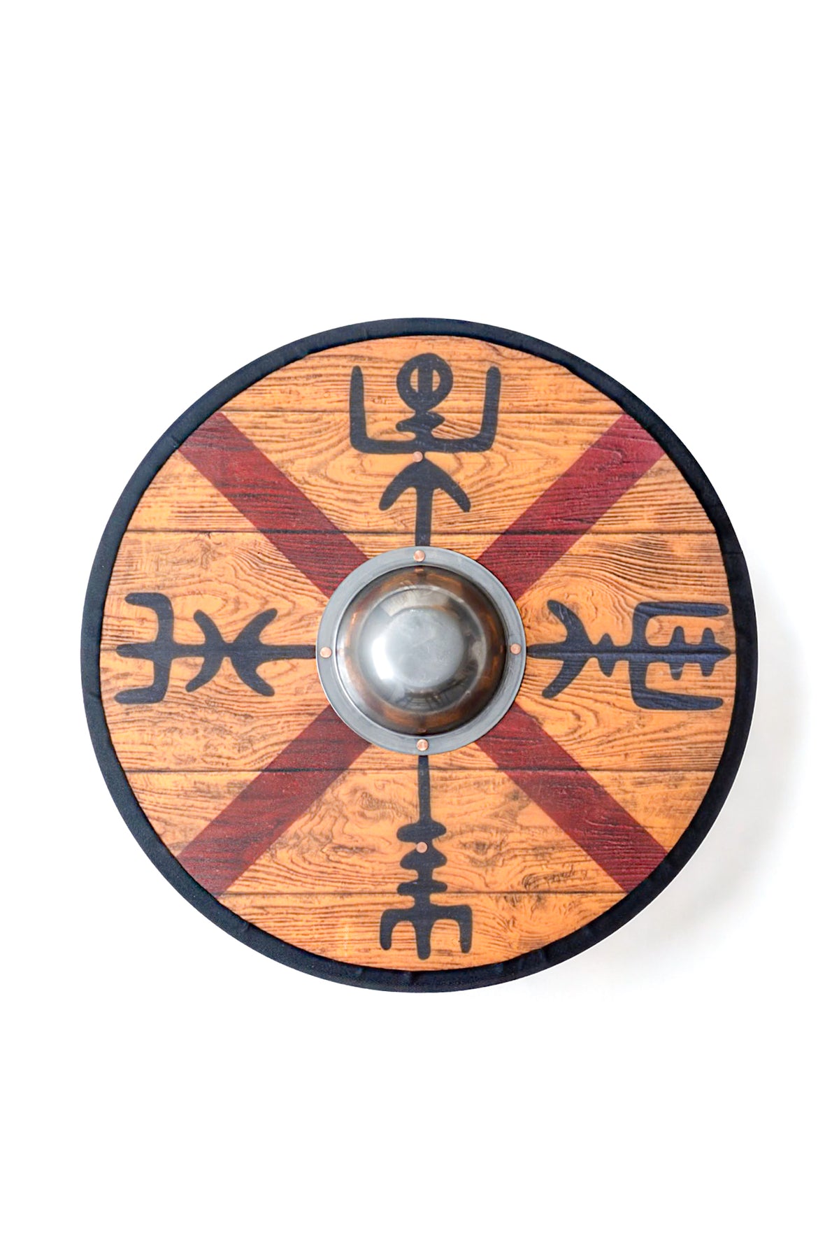 Round Medieval Norse Shield with Steel Boss