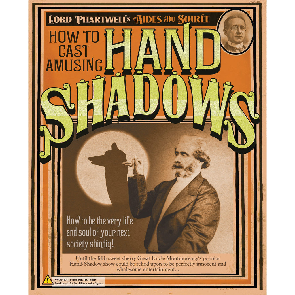 A hand shadow kit to teach you how to make shadow puppets with your hands.
