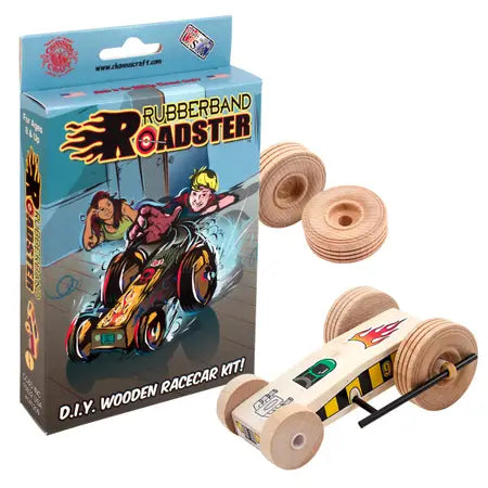 Rubberband Roadster DIY wooden car toy