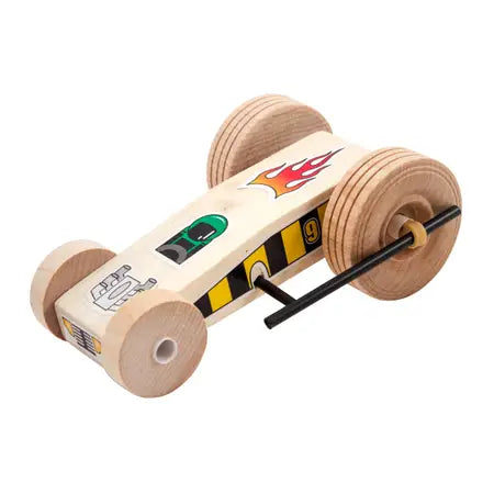 Rubberband wooden car toy kit - make a diy wooden rubberband powered toy car