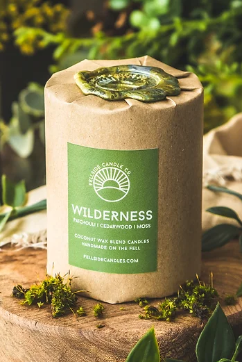 Wilderness Fellside Candle Co. Candle with Patchouli, Cedarwood and Moss Full Size or Travel Size