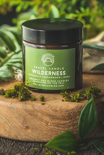 Wilderness Fellside Candle Co. Candle with Patchouli, Cedarwood and Moss Full Size or Travel Size