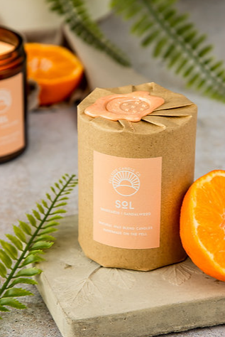 Sol Fellside Candle Co. Candle With Mandarin and Sandalwood Full Size or Travel Size