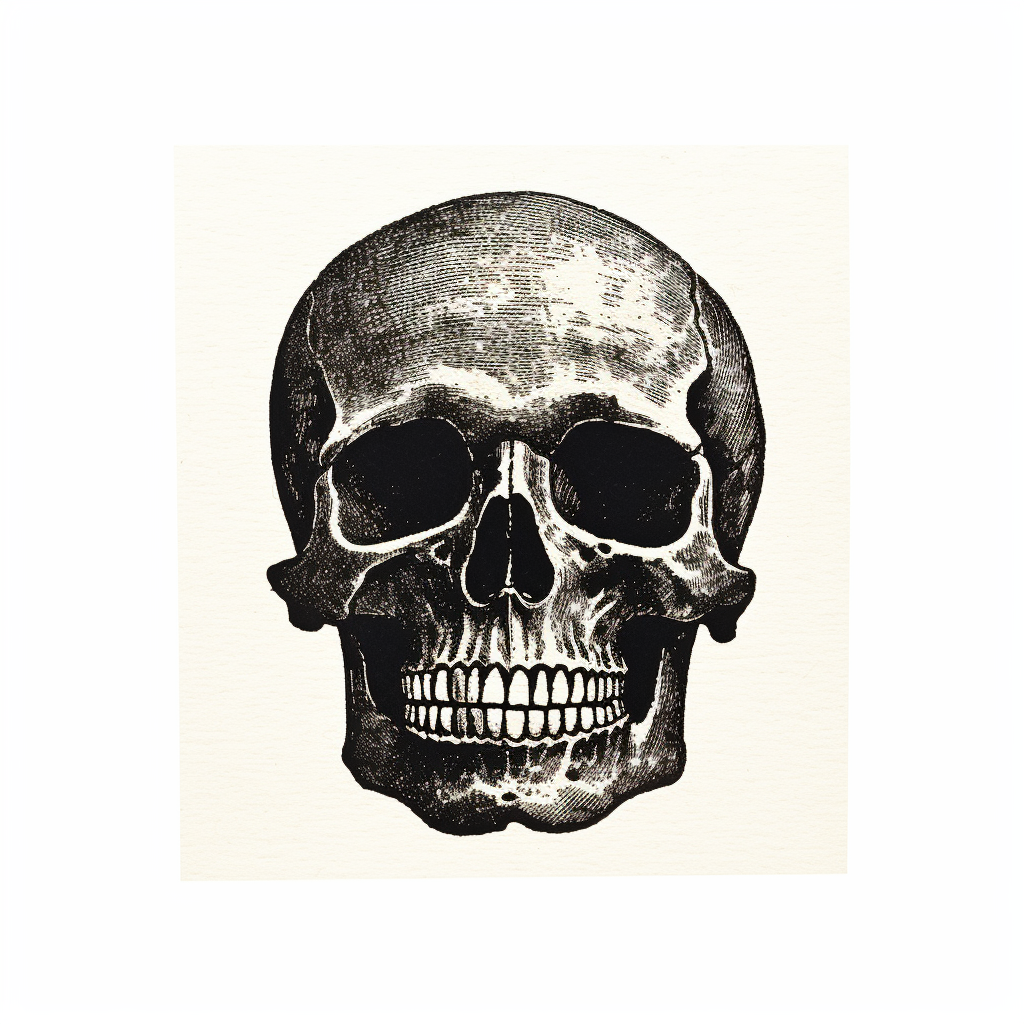 Skull-etching-block-print