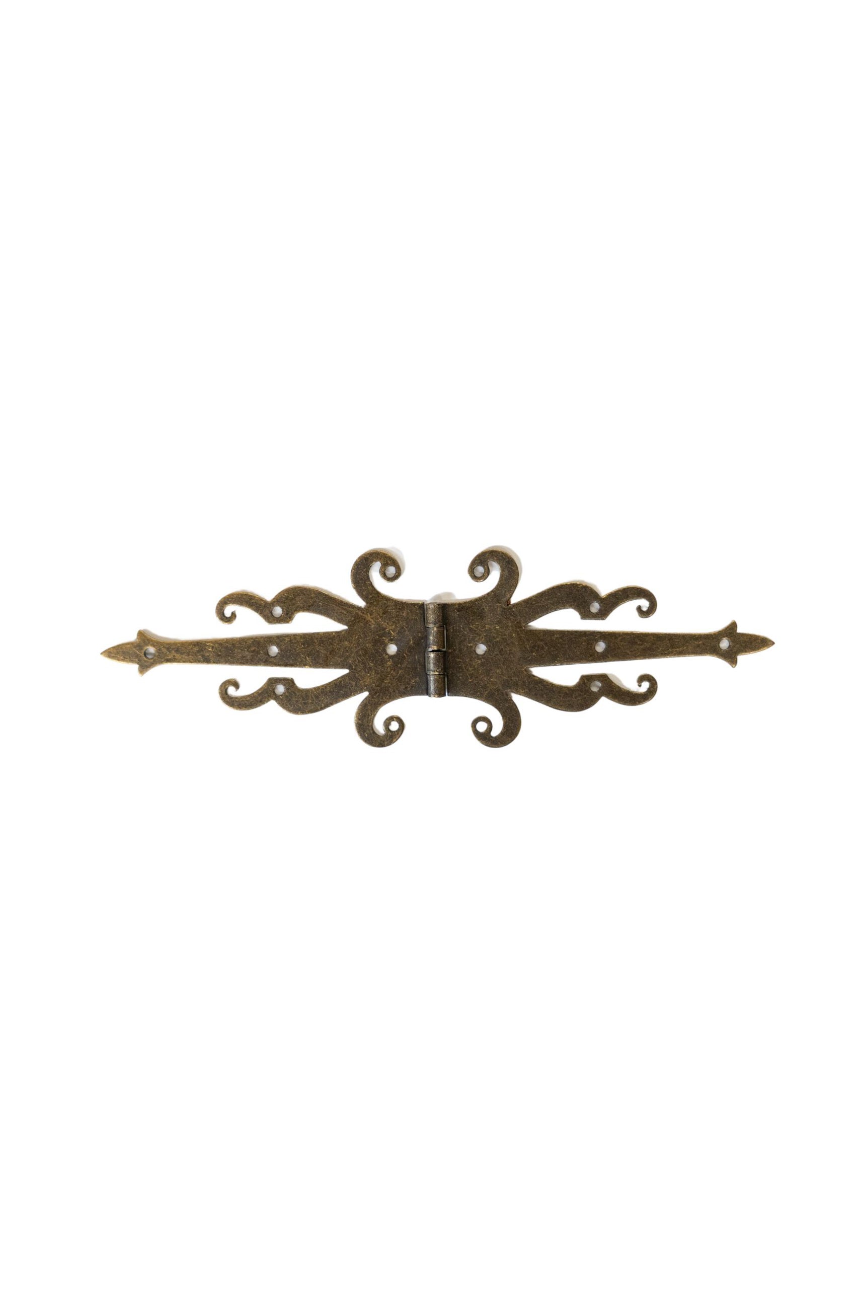 8.5" Fancy Decorative Bronze Finish Double-Sided Strap Hinges - Set of 2