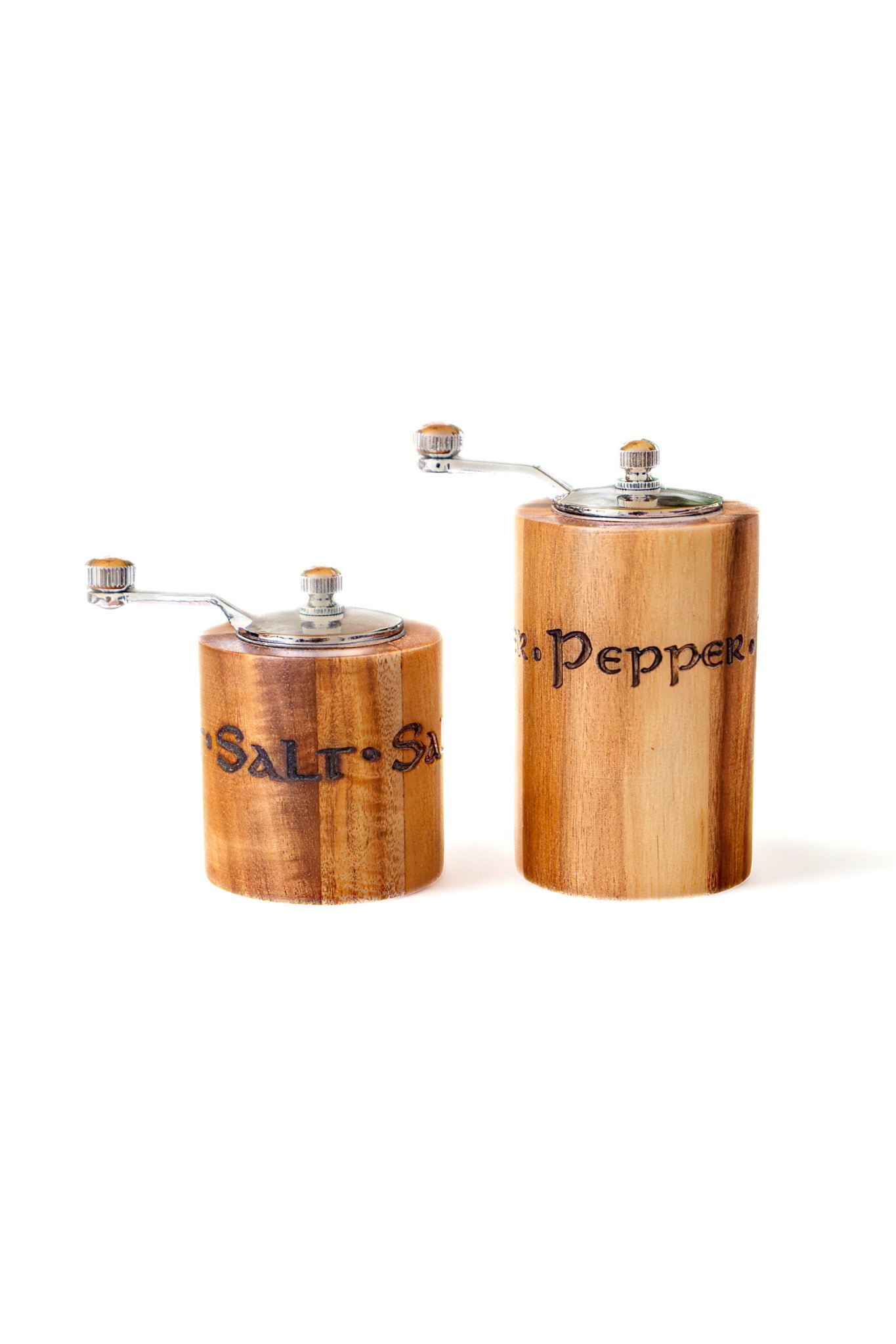 Rustic Wooden Salt and Pepper Grinder Set – Handcrafted Crank Mills for Kitchen & Dining Gifts