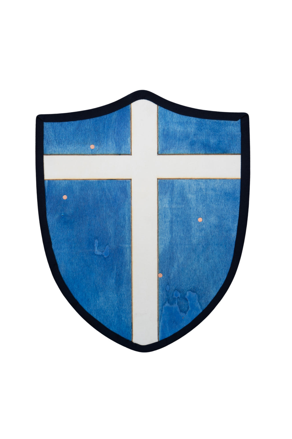 Handmade 18" Blue and White Cross Heater Shield For Costume, Play or Wall Decor