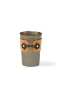 Rustic Handleless Bronze Cup with Leather Cork Sleeve