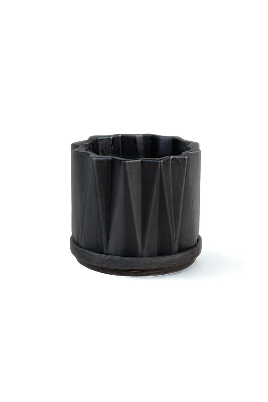 Black Geometric Abstract Planter With Drain and Holder