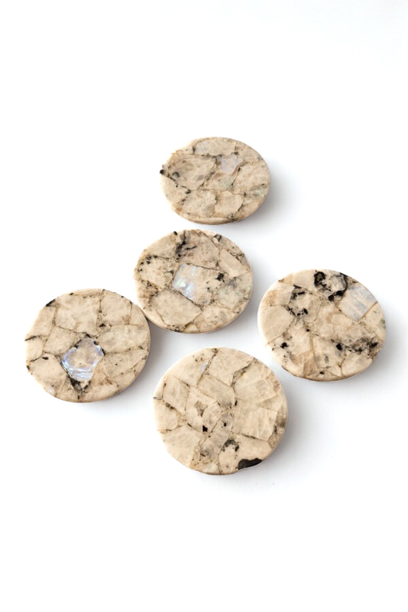 Rainbow Moonstone Round Coasters