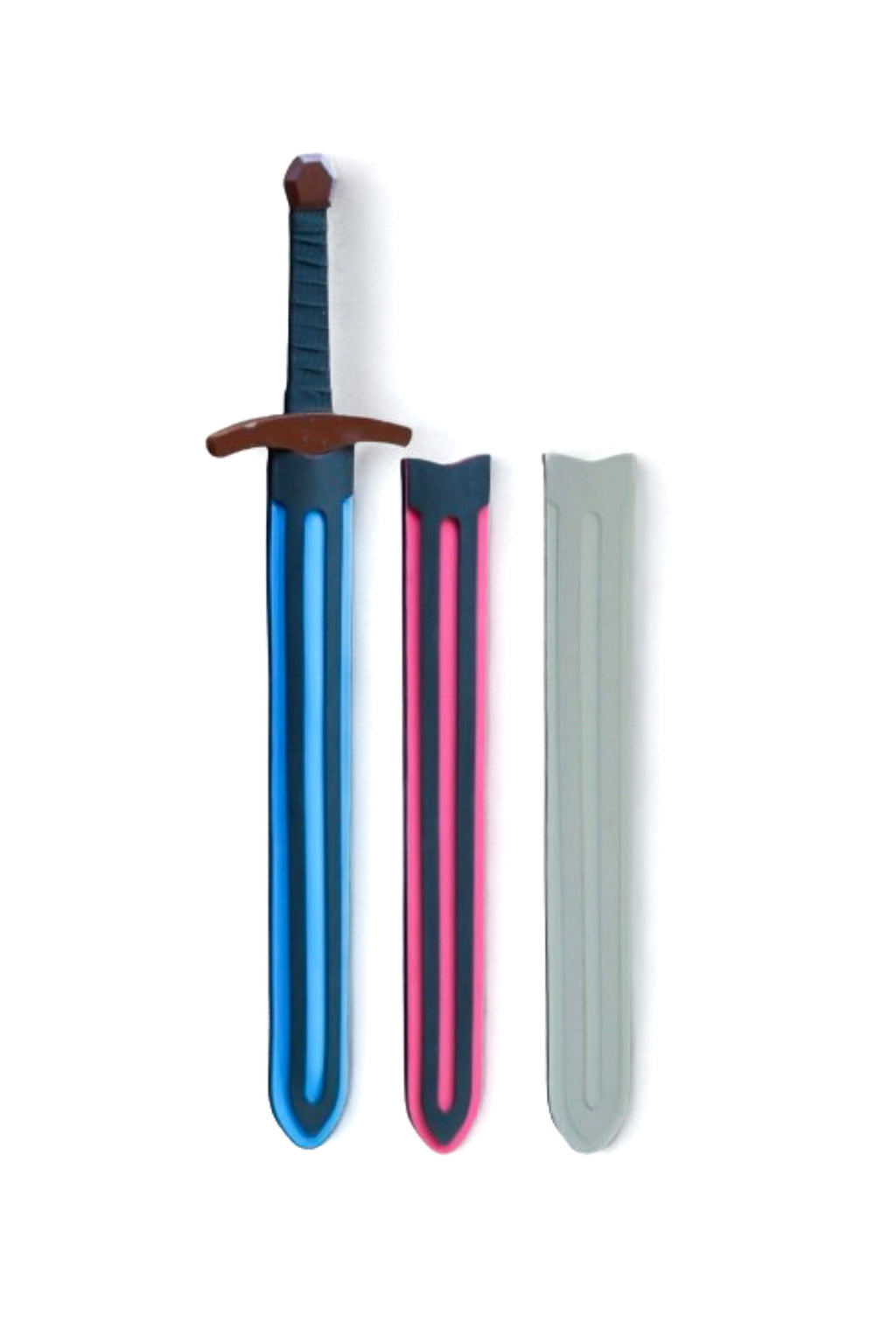 Wood Toy Sword with Sheath: Padded Foam Cover - Red, Blue, or Grey
