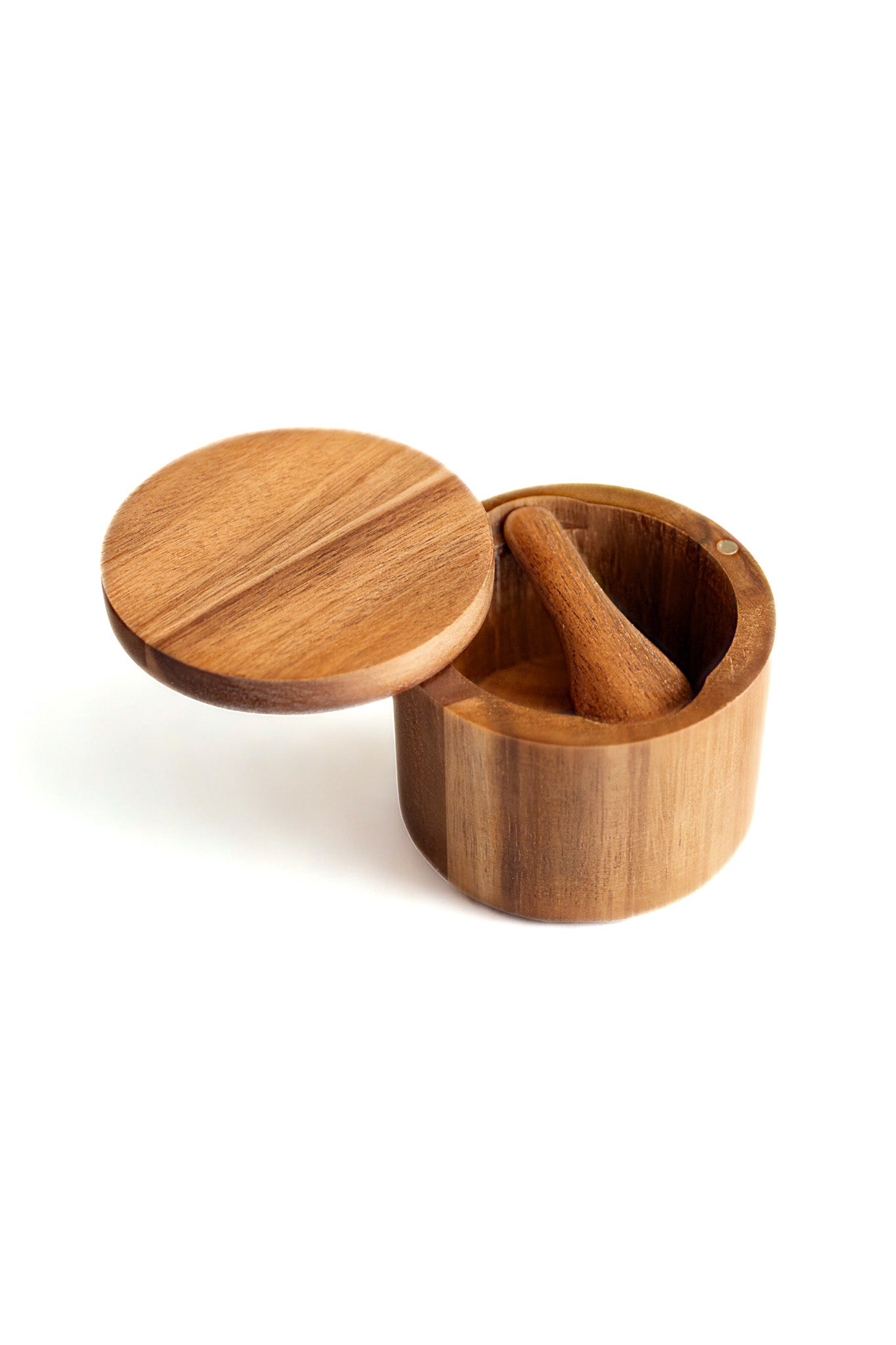 Classic Bamboo Spice Container with a Spoon and Magnetic Closure