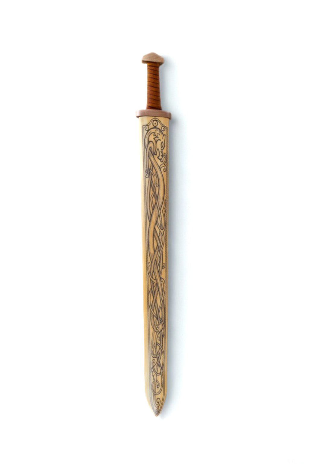 Large Wood Replica Viking Sword with Norse Motif