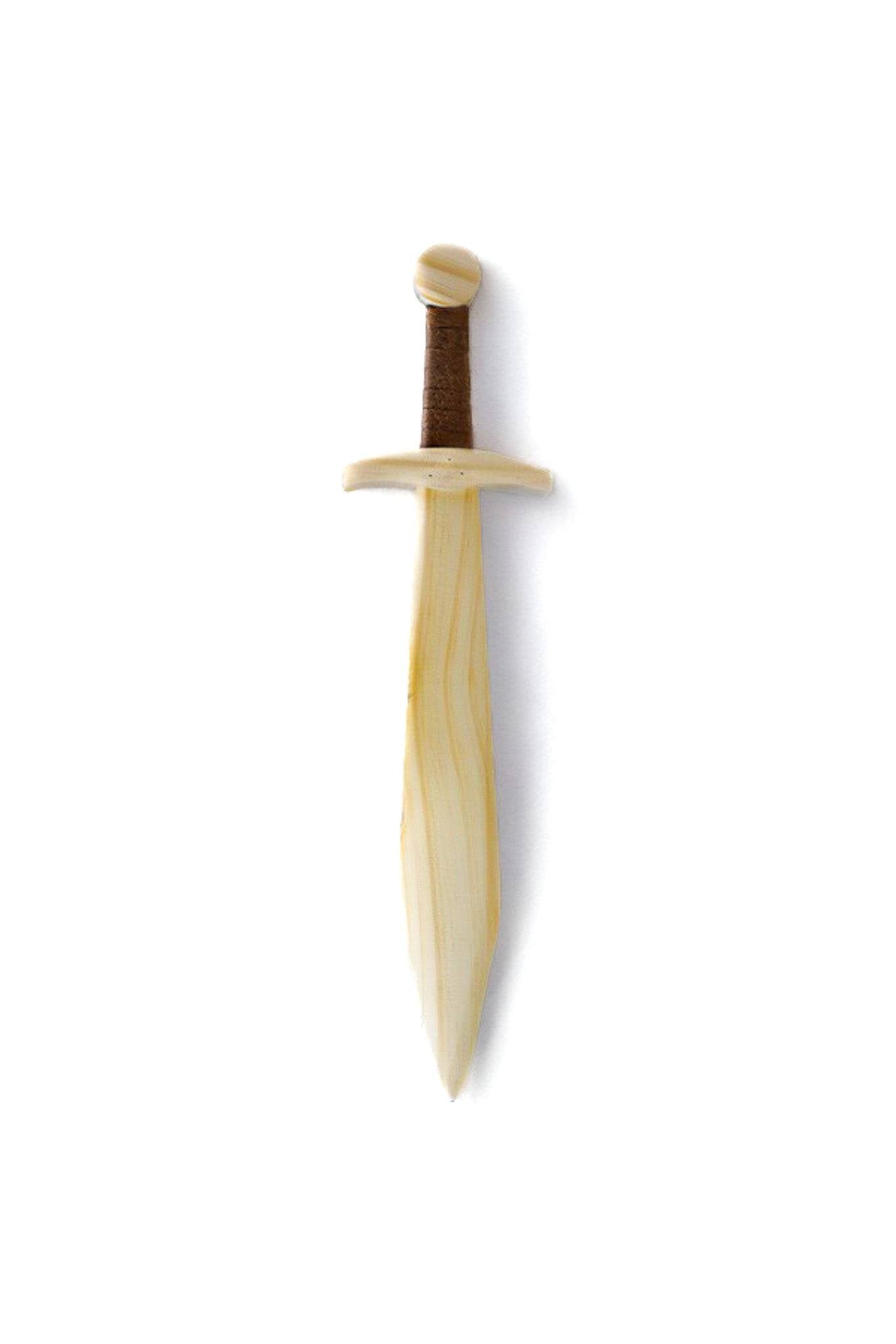 Small Kid's Handcrafted Wooden Toy 16" Short Sword with Leather-Wrapped Handle