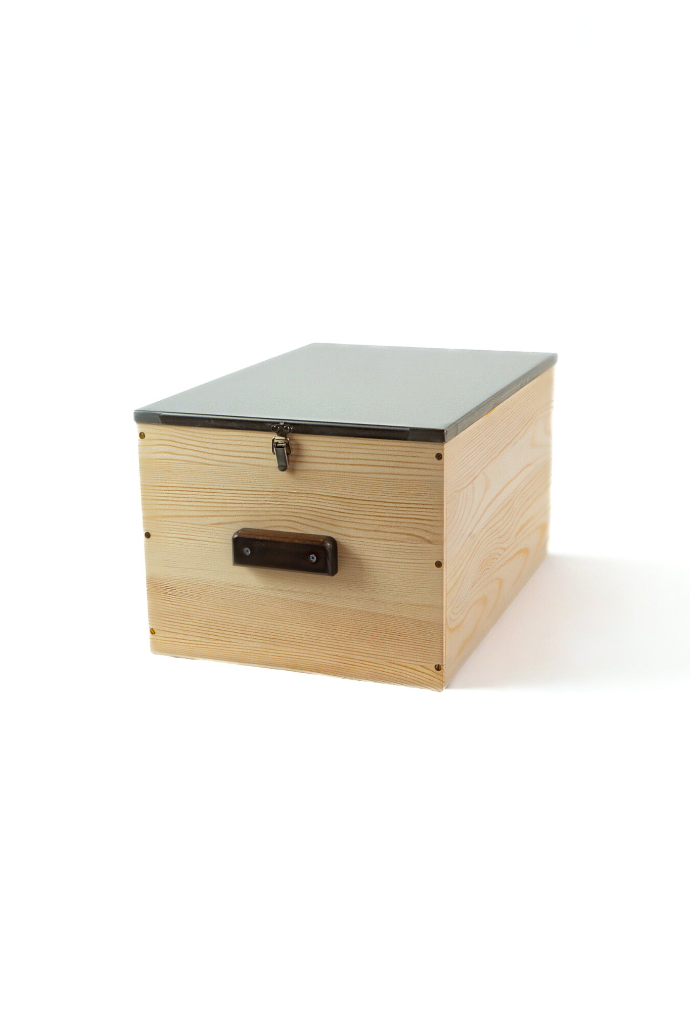 Heavy Duty Wood Storage Bankers Box with Latching Stainless Steel Lid