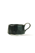 Small Faceted Satin Black Glaze Mug