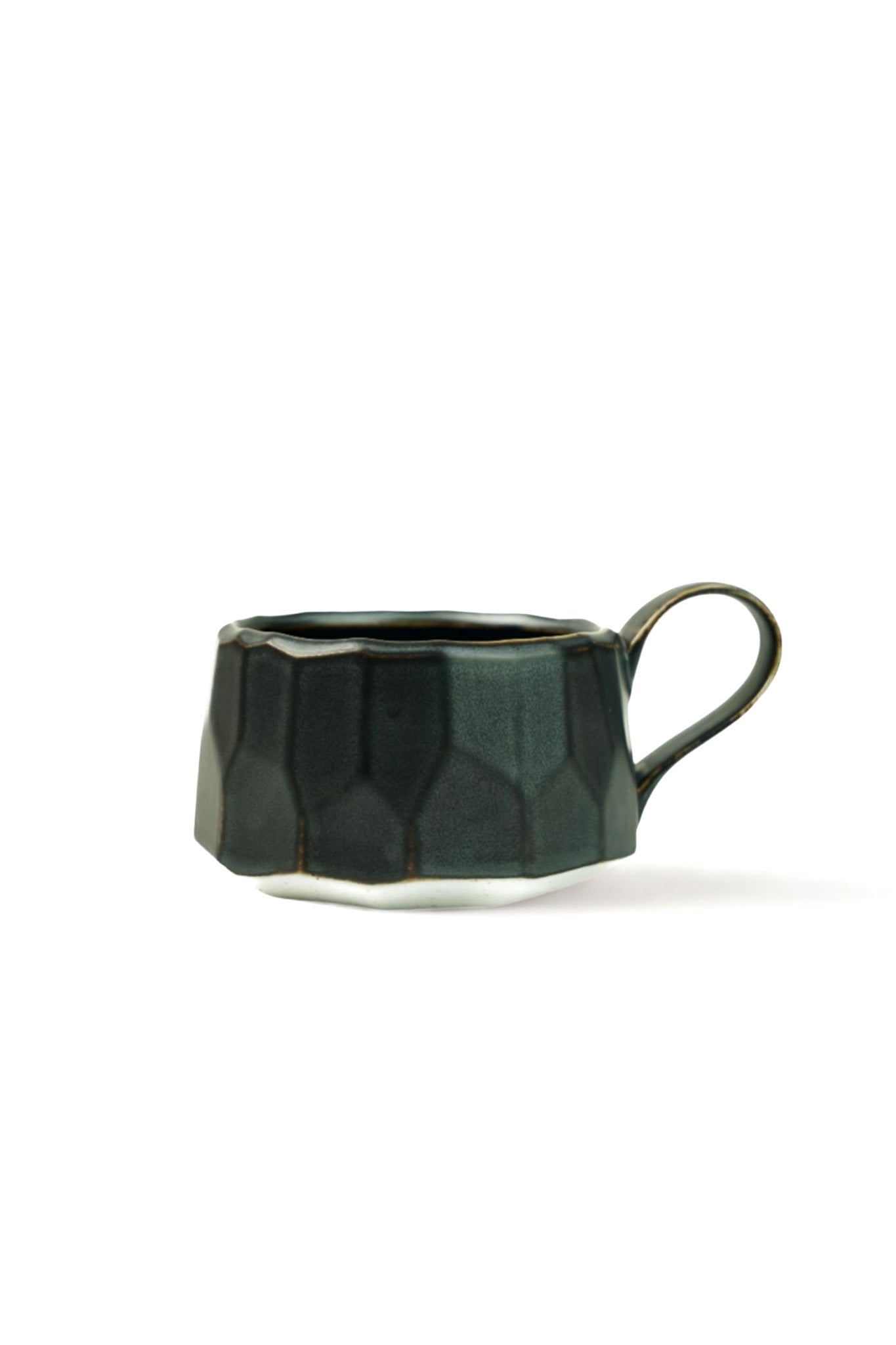 Small Faceted Satin Black Glaze Mug