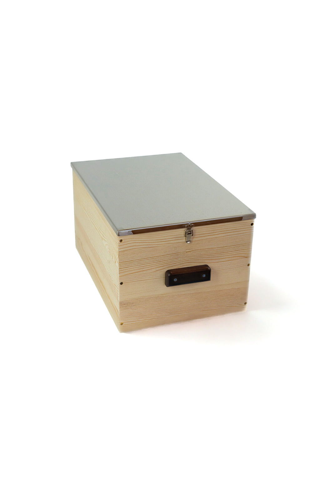 Heavy Duty Wood Storage Bankers Box with Latching Stainless Steel Lid