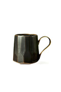 Tall Faceted Satin Black Glaze Mug