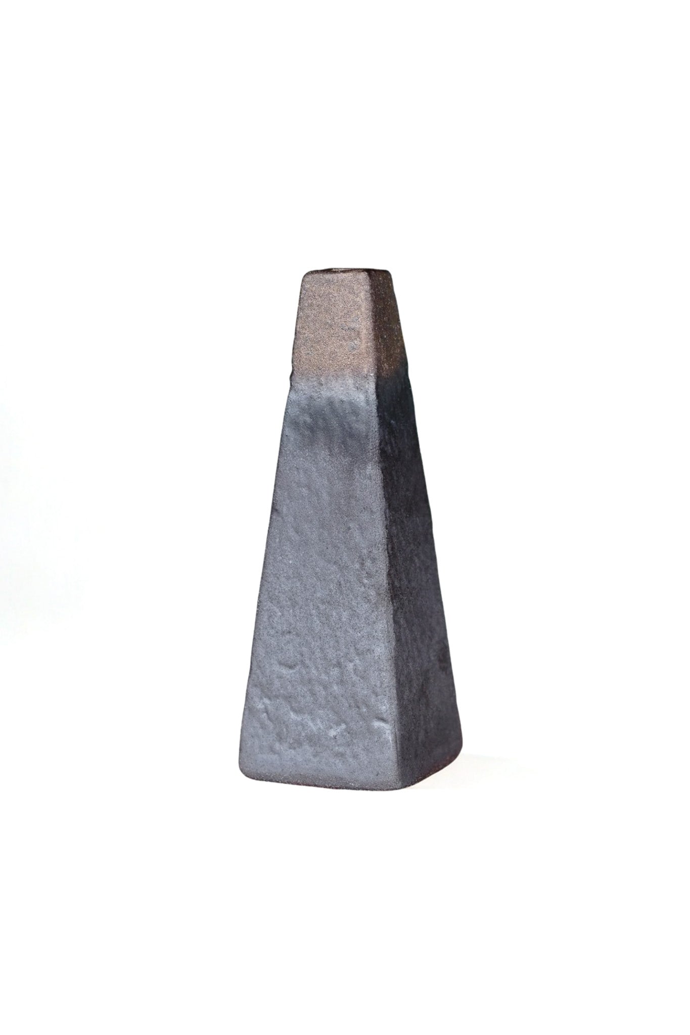 Modern Rough Bronze Miniature Pyramid Vase