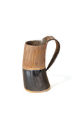 Two-Tone Horn Stein with Carved Motif and Wood Base - Size and Style Varying