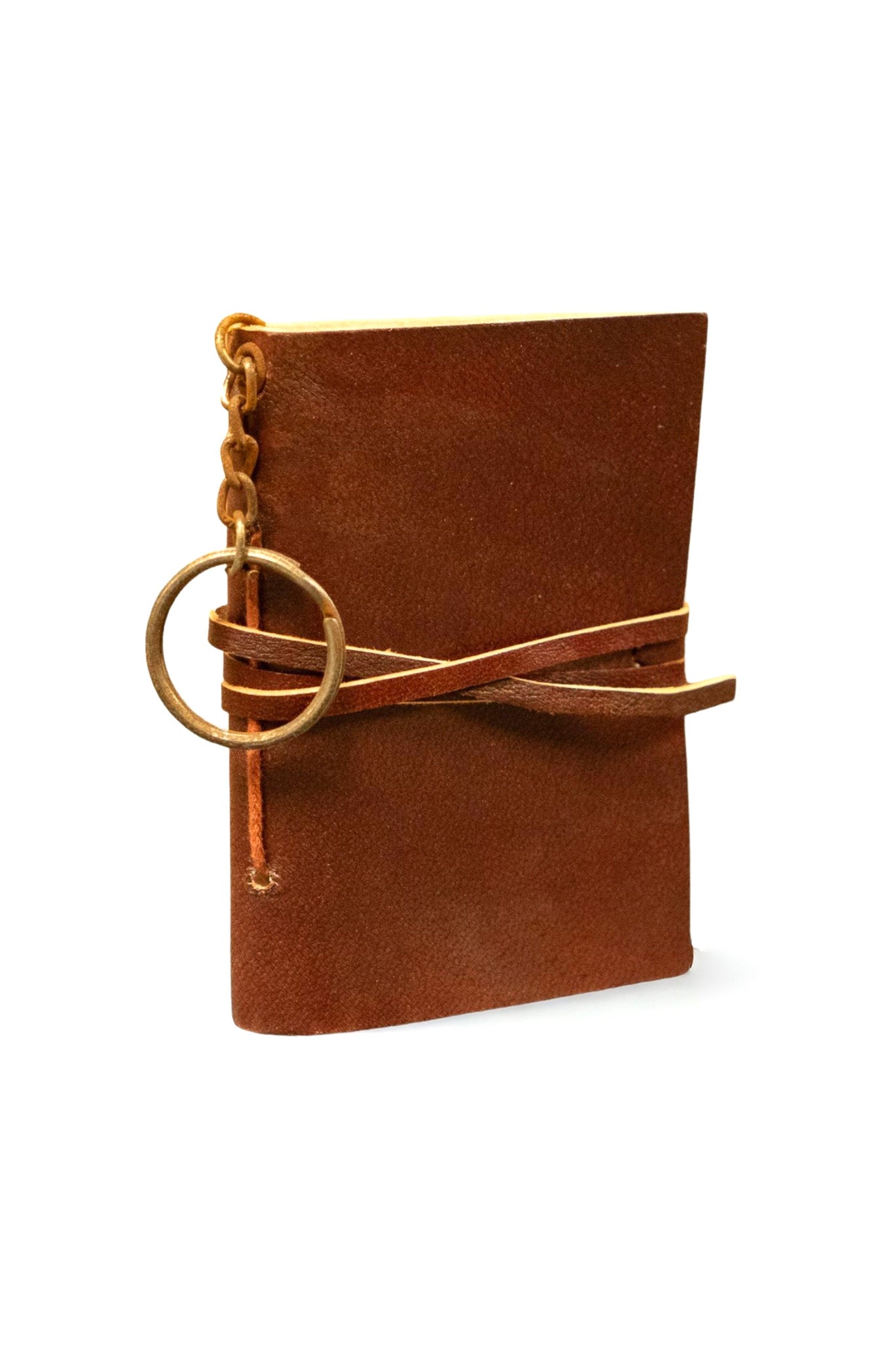 Red Leather Mini Journals With Distressed Patina Keychain
