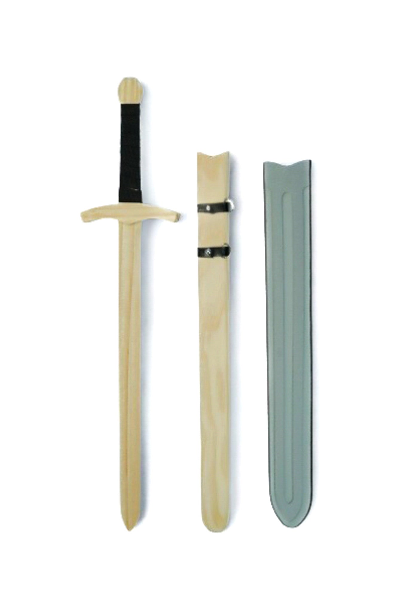 Ready To Paint Wooden Toy Sword with Padded EVA Foam Sparring Cover and Wooden Sheath