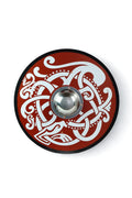 Wooden Toy Viking Shield with Real Steel Boss and Norse Knotwork Design