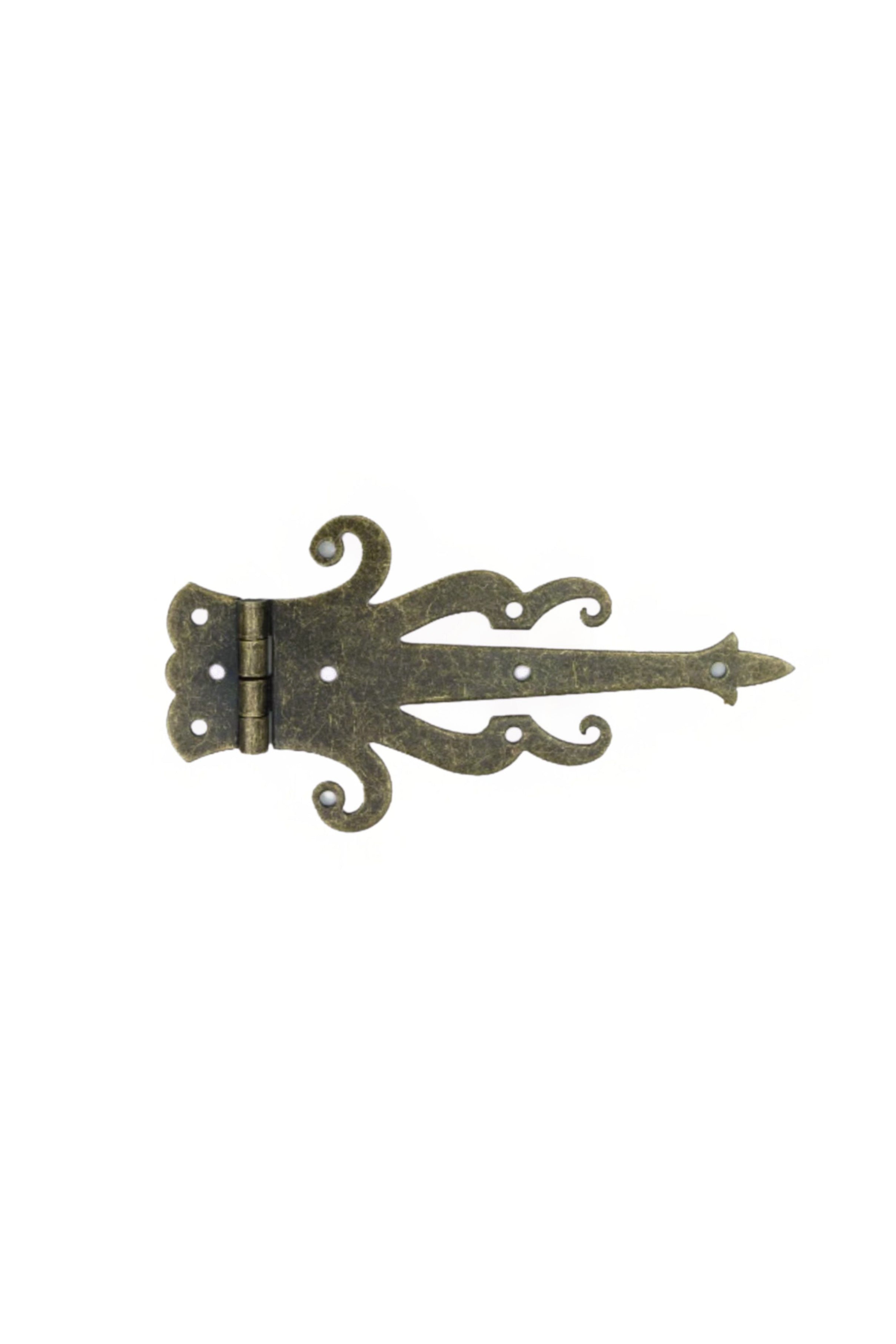 5" Medieval Decorative Bronze Finish Strap Hinges - Set of 2