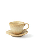 Rustic Cream Speckled Ceramic Teacup & Saucer Set