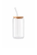 Reusable Glass Tumbler with Bamboo Lid & Glass Straw