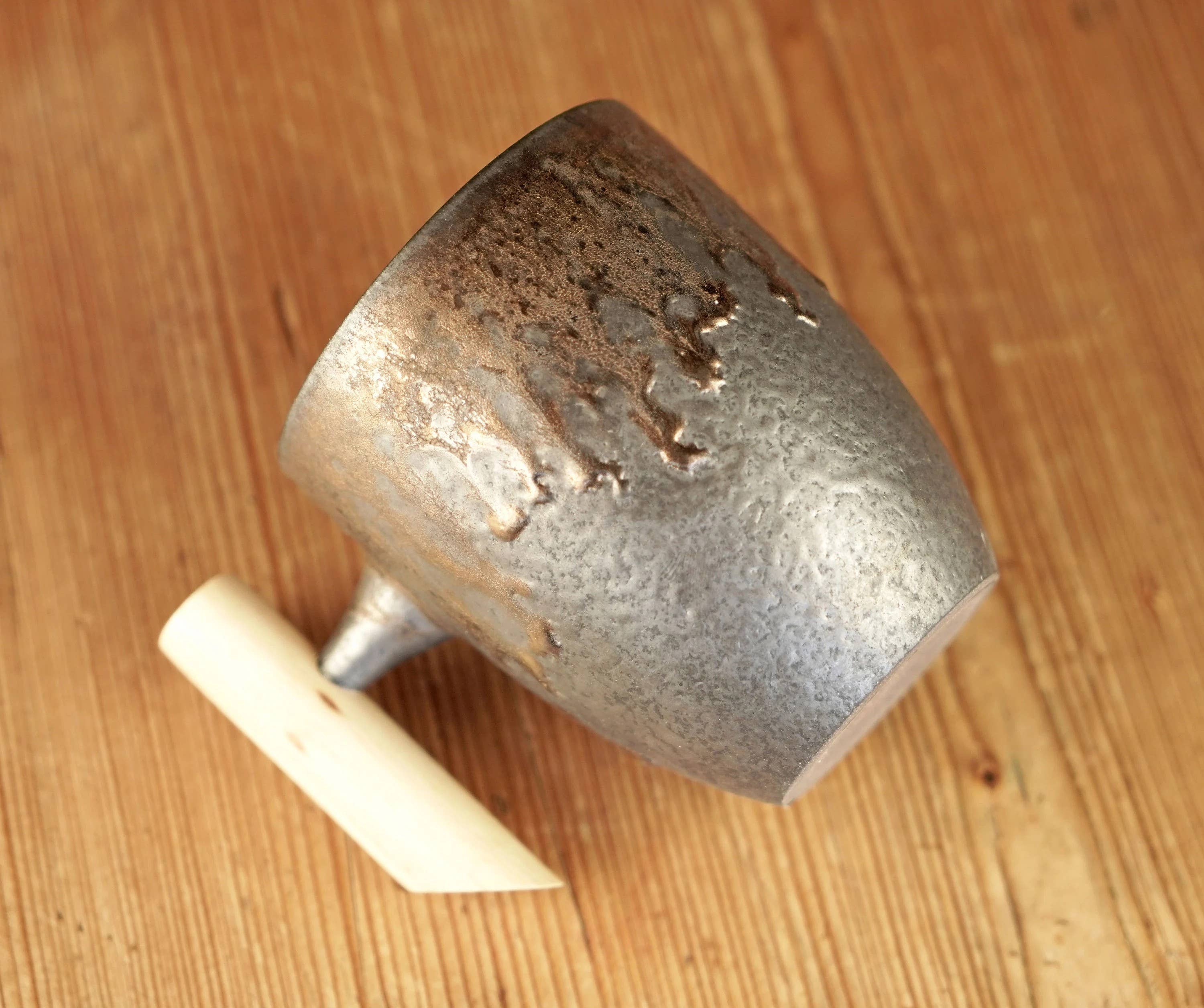 Metallic Bronze Glaze Mug with Wood Handle