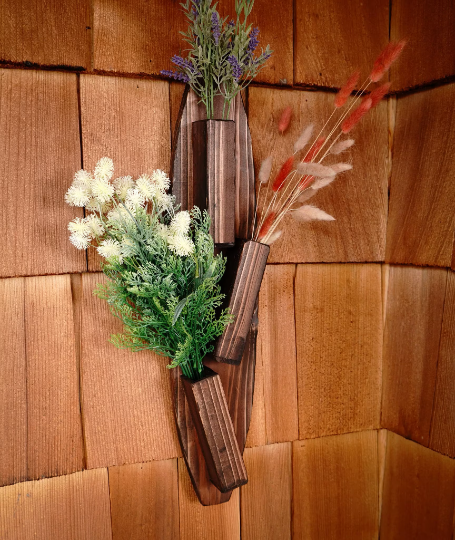 Handmade Stained Cedar Triple Wall Sconce