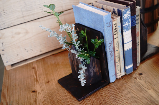 Handmade Stained Wood Bookends With Storage