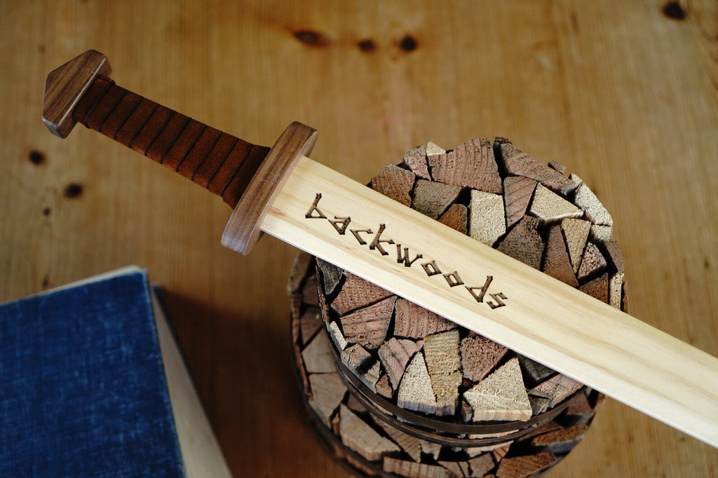 Large Viking Sword, Wooden Sheath with Leather Wrapped Handle