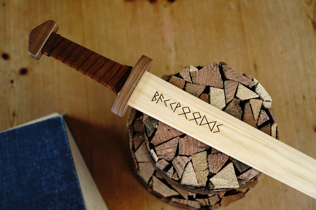 Large Viking Sword, Wooden Sheath with Leather Wrapped Handle