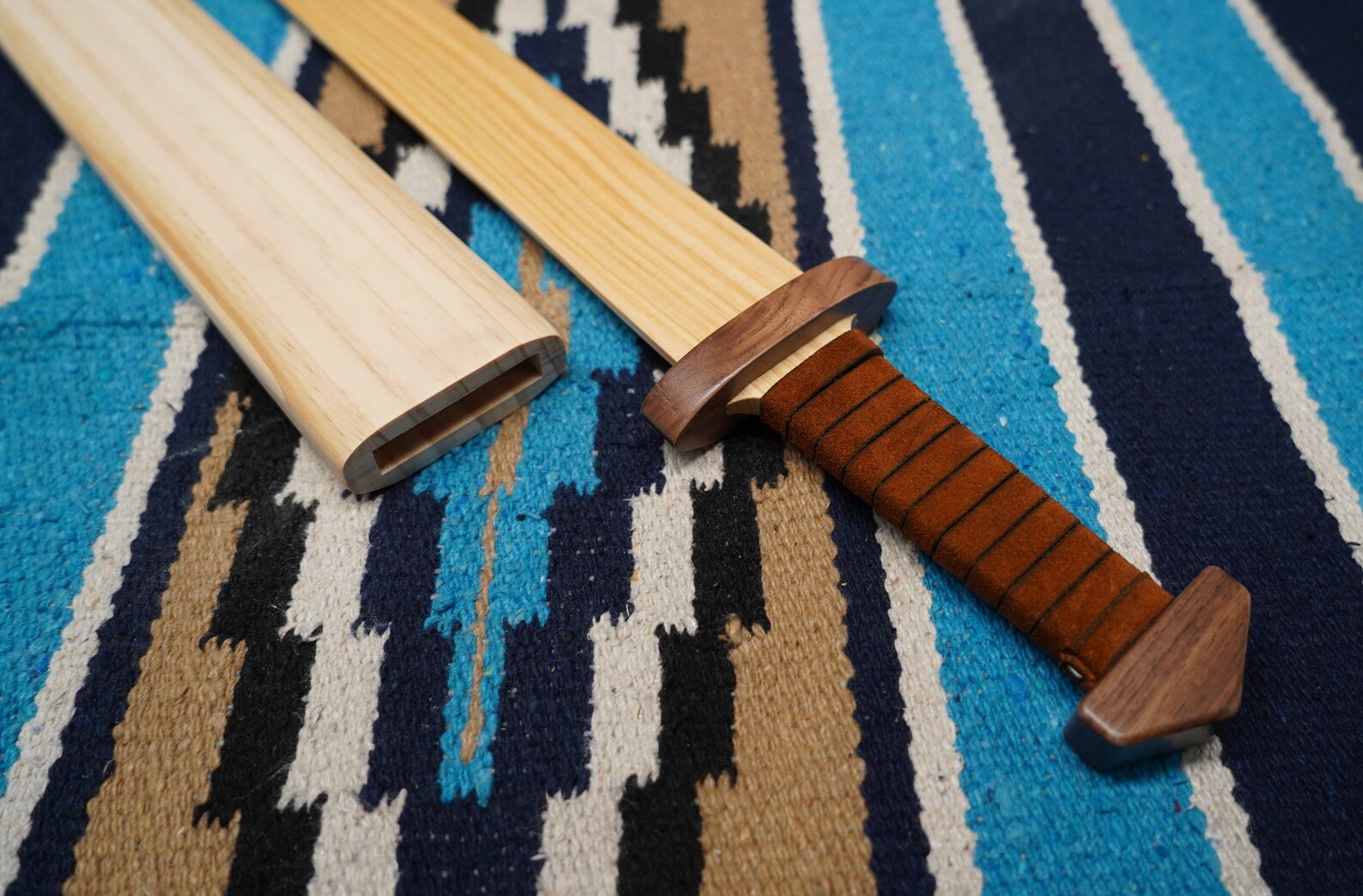 Large Viking Sword, Wooden Sheath with Leather Wrapped Handle