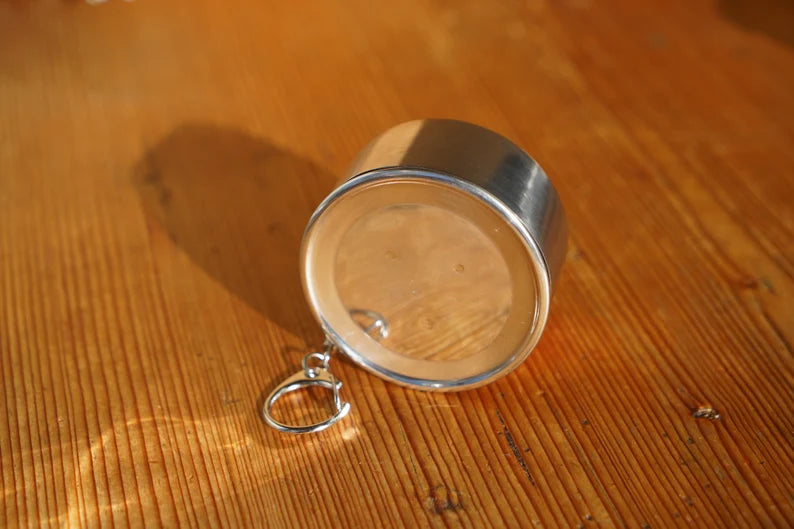 Collapsing Stainless Steel Travel Cup With Keychain
