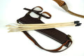 Wooden Toy Bow and Arrow Set & Six Rubber Tipped Arrows With Leather or Felt Quiver Option