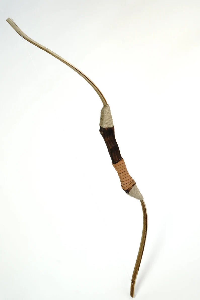 Wooden Toy Bow and Arrow Set & Six Rubber Tipped Arrows With Leather or Felt Quiver Option