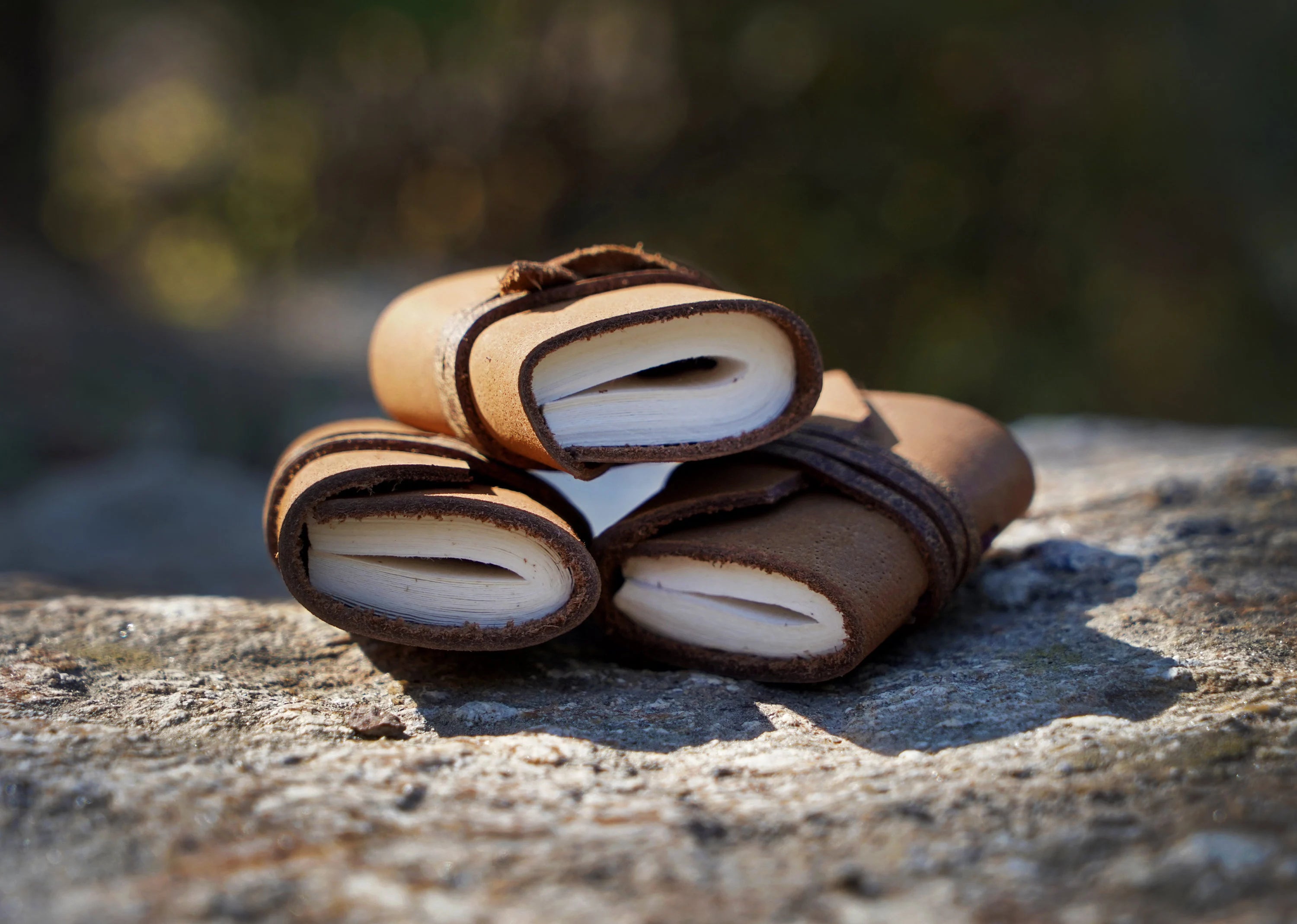 Mini Leather Journal Keychains - Set of 3