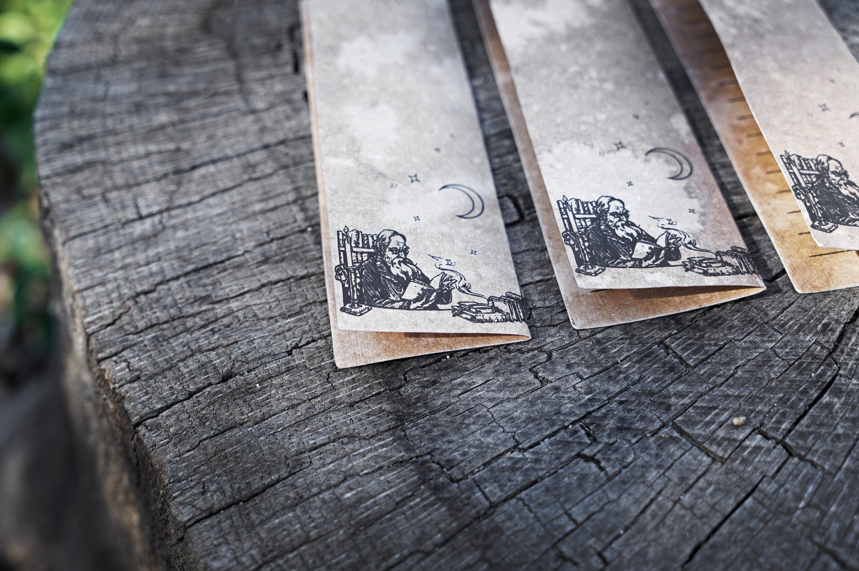 Book Review Bookmark - Antique Paper and Leather Tassel - Set of 3